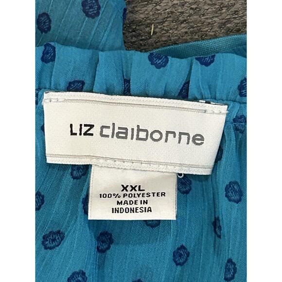 NWT Liz Claiborne Blue Polka Dot Henley Ruffle Tank Top Women's size XXL - Picture 3 of 5